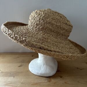 Helen Kaminski Straw Hat Classic Woven Raffia Wide Brim Sunhat Beach Outdoor 55c